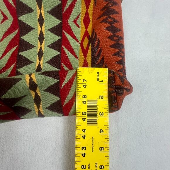 Vintage Handmade 12"X 12" Red Orange Southwestern Wool Boho Hippie Tote Bag - Picture 7 of 16